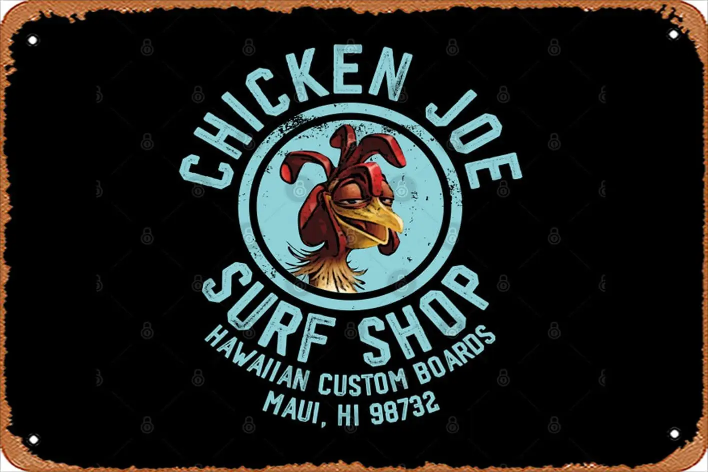 Retro Tin Sign Chicken Joe Surf Shop Vintage Funny Novelty Metal Signs Man Cave Humorous Signs Movies Music Bar Art Poster  sign