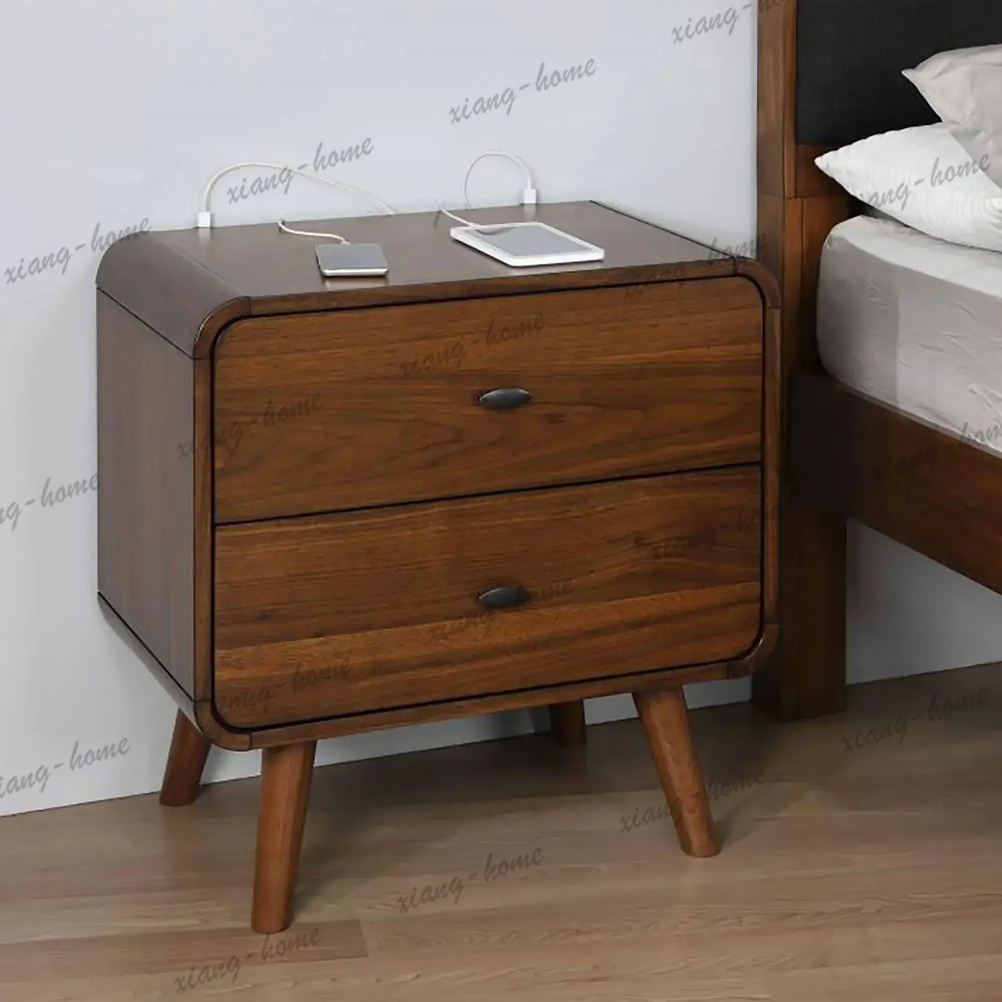 Factory Direct Dark Walnut 2-Drawer Nightstand