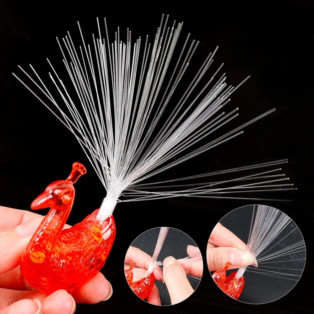 Flashing Finger Peacock Fiber Optic Light Glowing Peacock Open Screen Optic Light Kids Luminous Toys LED Finger Light Decor