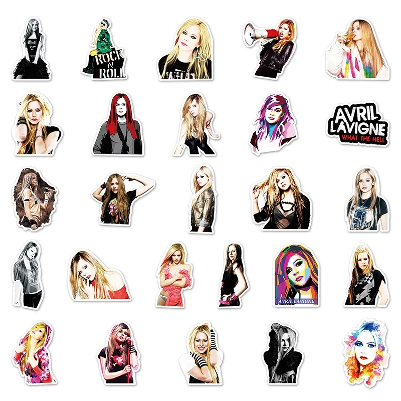 50 sztuk piosenkarka gwiazda DIY naklejki graffiti Avril Lavigne impreza z okazji Halloween kubek wody dekoracja telefonu wodoodporna oryginalność naklejka