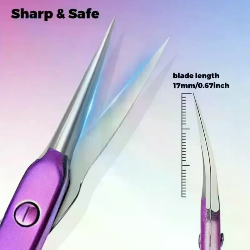 /Kuz/Rainbow Gradient Stainless Steel Cuticle Scissors Ultra Sharp Pointed Tip For Manicure Nail Care Salon Use