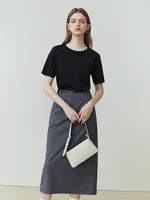 FSLE 100% Cotton Short-Sleeved T-Shirt Women'S Spring Summer New Round Neck Straight White Black Top For Women - Image 4