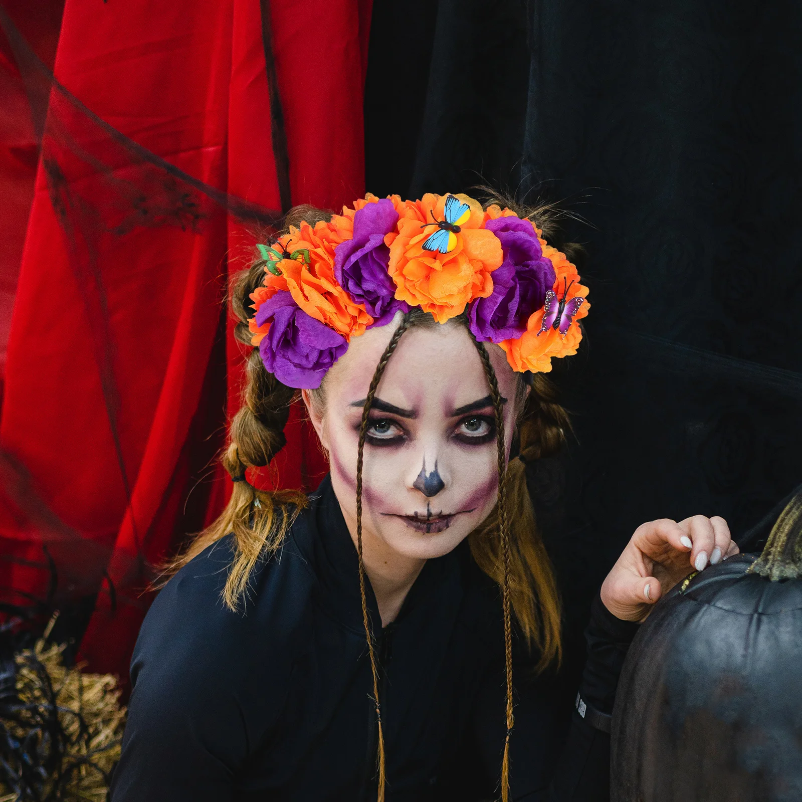 

Colorful Mexican Flowers Headband Day of Dead Headpiece Festival Costume Accessory Soft Materials Snug Fit Easy to Wear