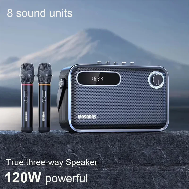 120W High-power Multifunctional Karaoke Bluetooth Speaker with Microphone Built-in 8 Sound Units DSP Sound Effect Stereo Audio