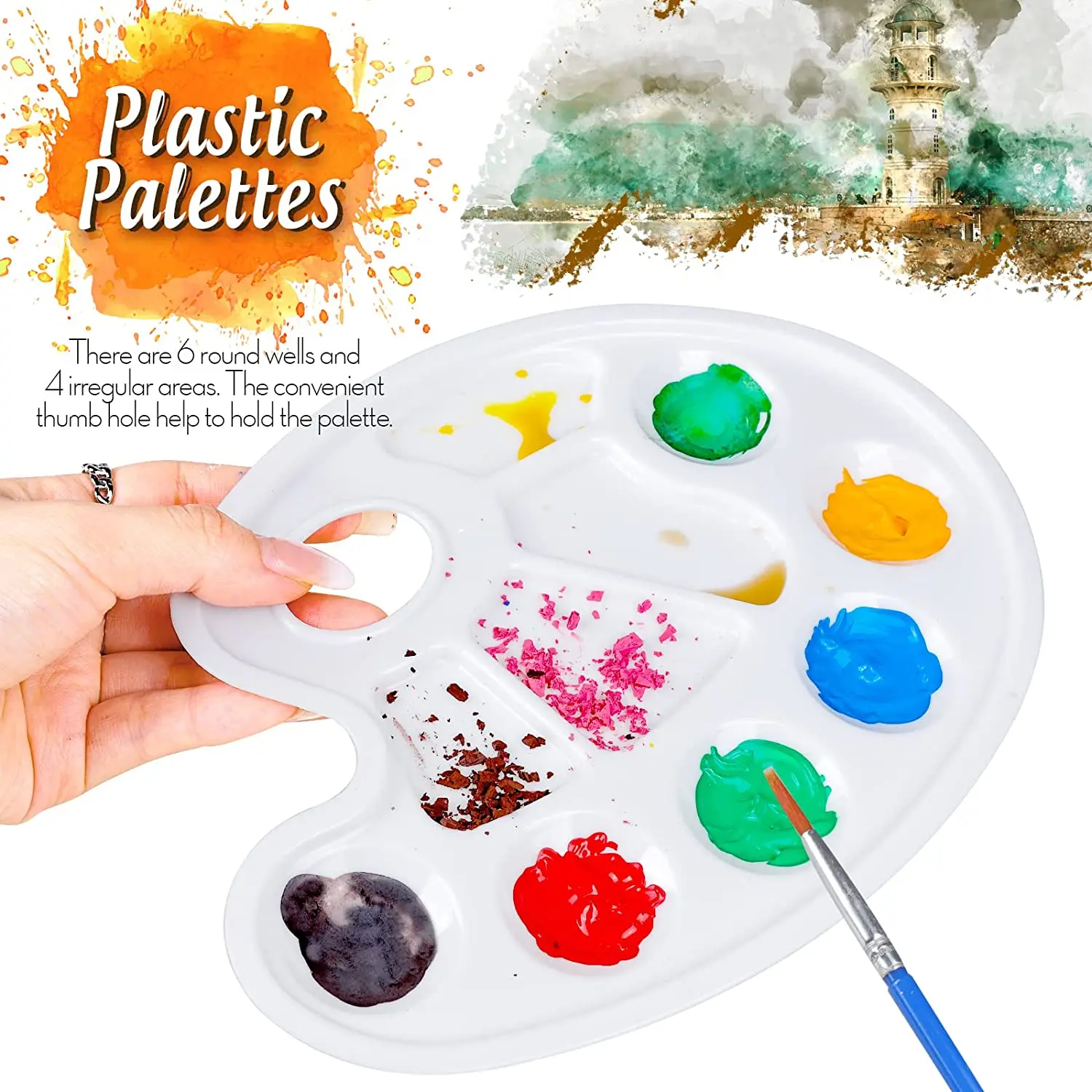 1PC Gouache Palette Oval Palette Children's Painting Plastic Palette Hand Grasp Paint Foot Palette DIY Graffiti Art Supplies