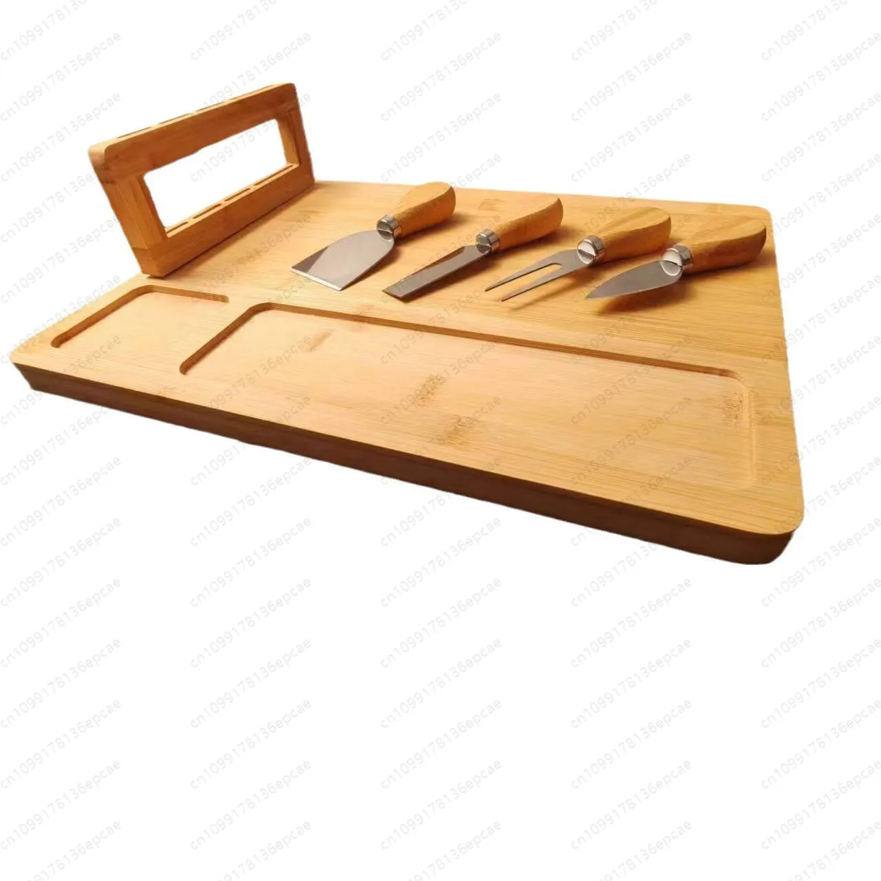 

Деревянная разделочная доска для сыра, нож для гастрономов в западном стиле и вилка, разделочная доска для стейка, креативный бамбук