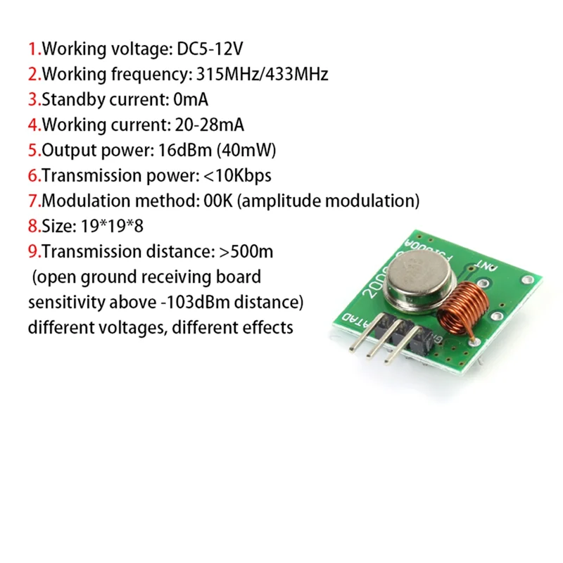 A92Z 10Set 433M Super Regenerative Module Burglar Alarm Transmitter Receiver 433 Frequency