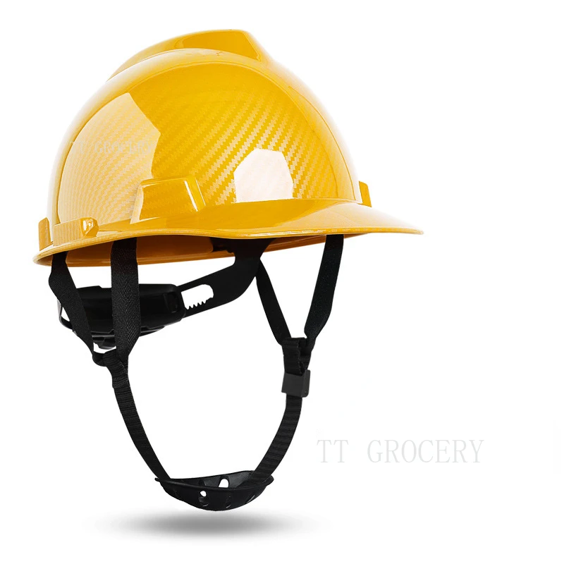 Casco de seguridad de trabajo de fibra de carbono con ABS, protección Industrial para la cabeza, casco duro de construcción