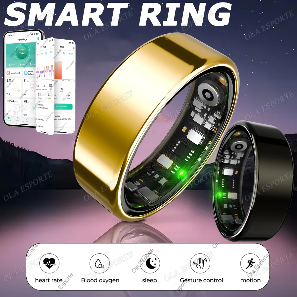

New Outdoor Waterproof Smart Ring 2025 Women Men Rings Heart Rate Blood Oxygen/Pressure Sleep Monitor Bluetooth Sports Smartring