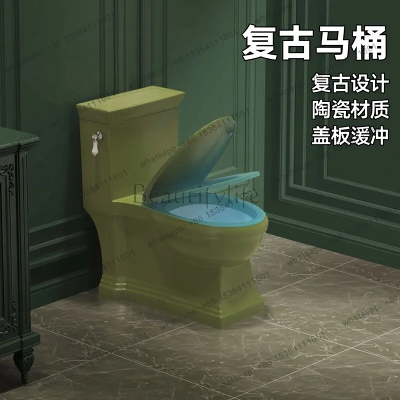 European retro toilet toilet, household siphon creative dark green black