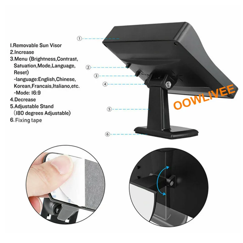 OOWLIVEE Car Parking Assistance Video Switch Box 4 Channels Control Split 12v for Car Rear view Camera Front Side View Cameras