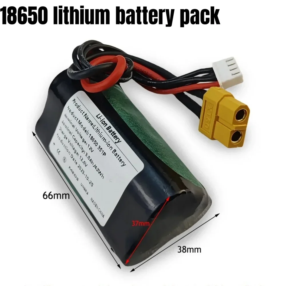 18650 3S1P 12V 3.5Ah Rechargeable Li-ion Battery Pack For Various RC Airplane Drone Quadrotor XH2.54-4P XT60