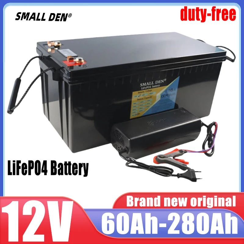 New 12V 280Ah 200Ah 180Ah 160Ah 120Ah 100Ah 70Ah 60Ah Lifepo4 battery pack, built-in BMS 12.8V electric boat solar car starter