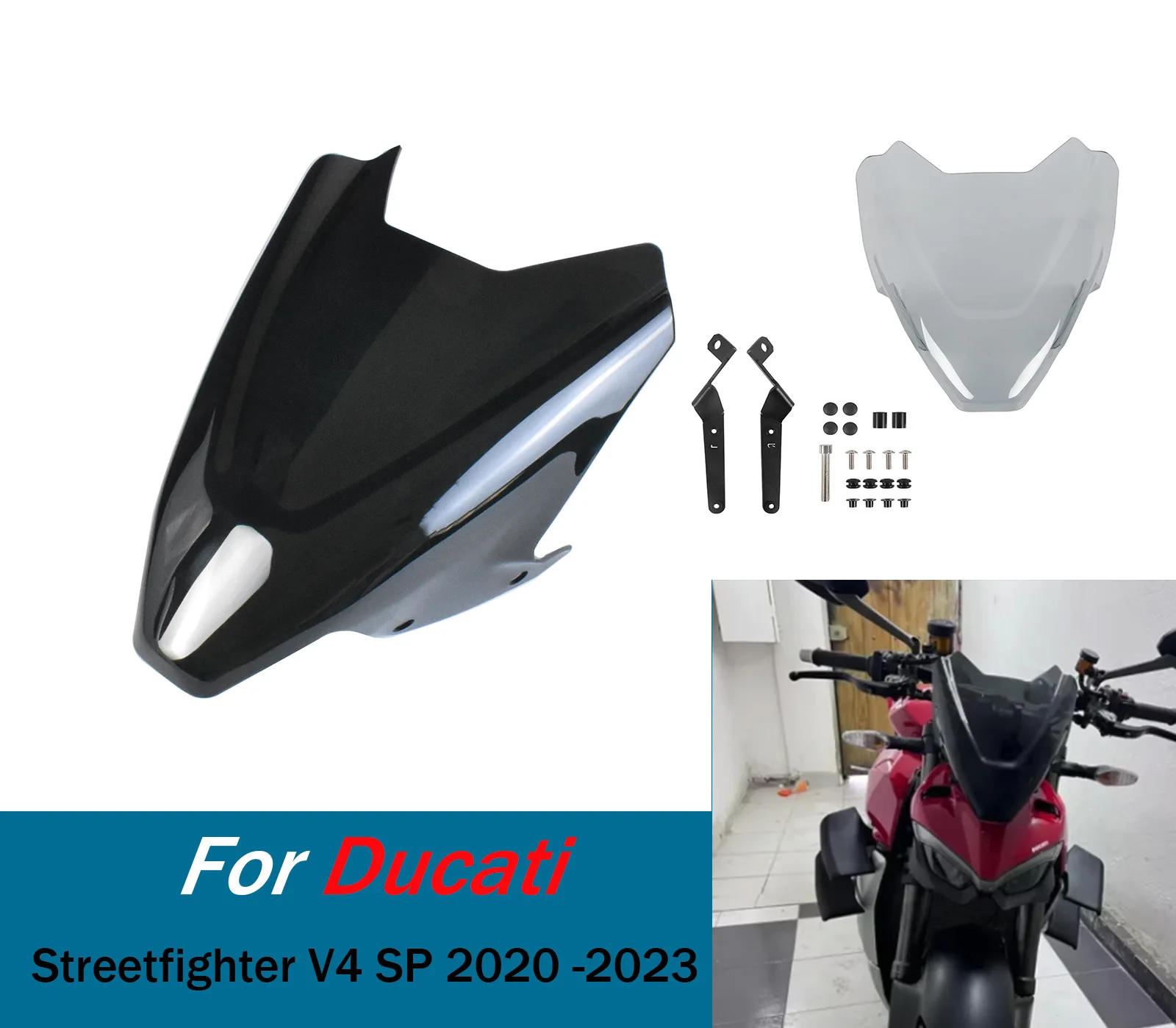 

Motorcycle Windshield Windscreen For Ducati Streetfighter V4 SP 2020-2023 V4SP Air Wind Deflectors Motorcycle Front Screen