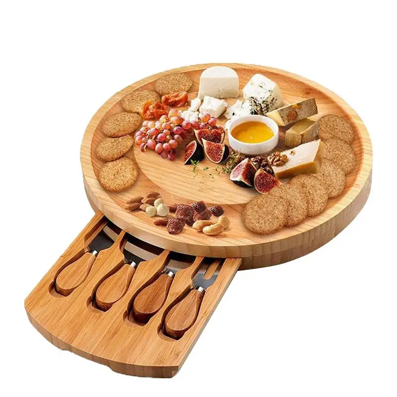 Bamboo Cheese Board Cheese Knife Cheese Slicer Fork Scoop Cut Kitchen Cooking Tools Bamboo Cutting Board Wood Cheeses Boards