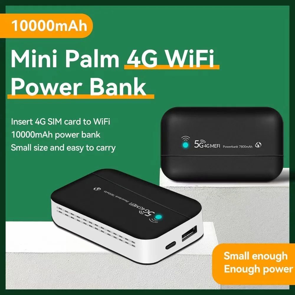 4G LTE Mobile Router Type-C USB Hotspot Portable Power Bank Pocket WIFI with 10000mAh PW100 Wireless MIFI