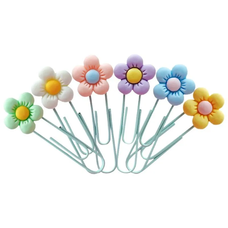 10PCS Flower Paper Clips Cute Office Stationery For Document Marking Bookmark Holders Desk Organization Office School Supplies - view 3