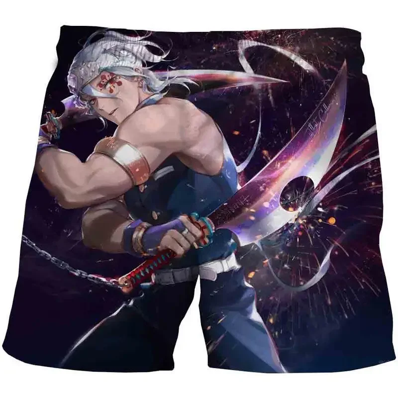 New Anime Demon Slayer Clothes Kamado Tanjirou Zenitsu Shinobu Ventilate Cool Print Loose Individuality Shorts Sweatpants Gift