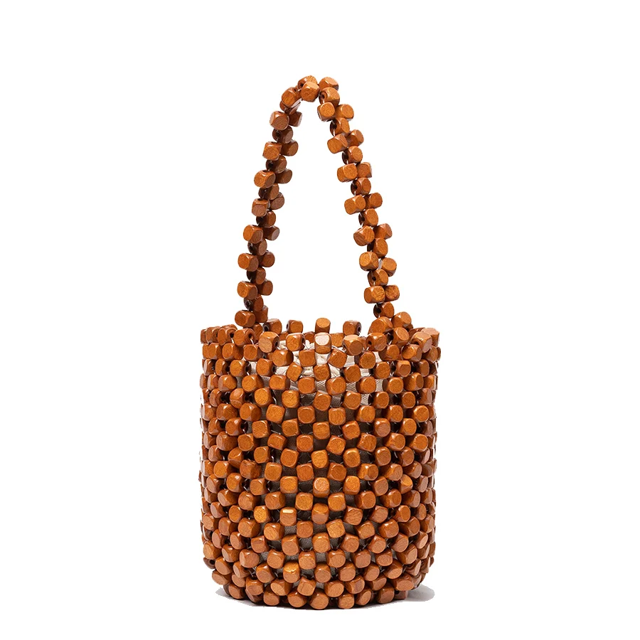

Retro Hollow Out Design Shoulder Bag Summer Luxury Handmade Beaded Handbags Fashion Commuting Versatile Women Woven Bucket Bags