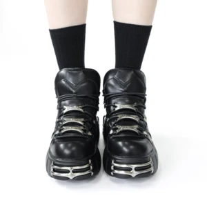 New 2024 brand Punk Style Women's Shoes Saves Heel Height 6cm Platform Shoes Woman Rock Boots Metal Decoration Woman Tennis 12 Main Sales Laço Jump - №8