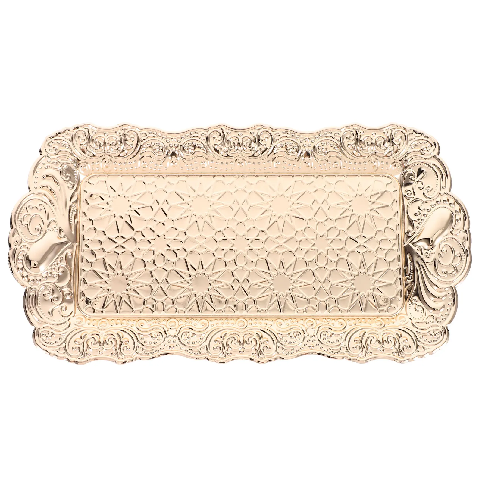 

Multi-Functional Iron Jewelry Tray Perfume Storage Tray Desktop Organizer Decorative Serving Plate For Accessories Cosmetics