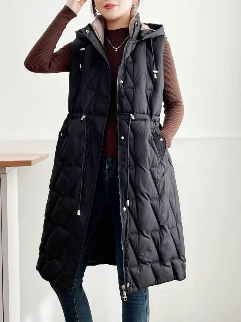 العصرية الشارع الشهير صدرية سترة سترة فضفاضة منتصف طول أسفل القطن سترة للنساء الخريف/الشتاء التخسيس ملابس خارجية غير رسمية w1196