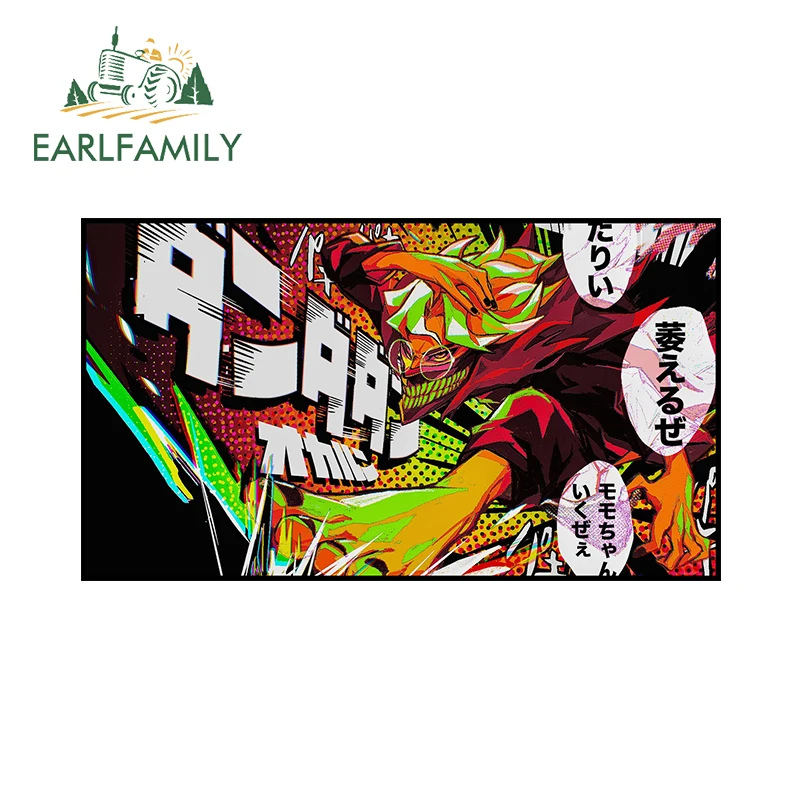 EARLFAMILY Creative Cool Okarun Anime Strip Design Car Stickers Simple Personal Cartoon Decals Sunscreen Windows Car Goods