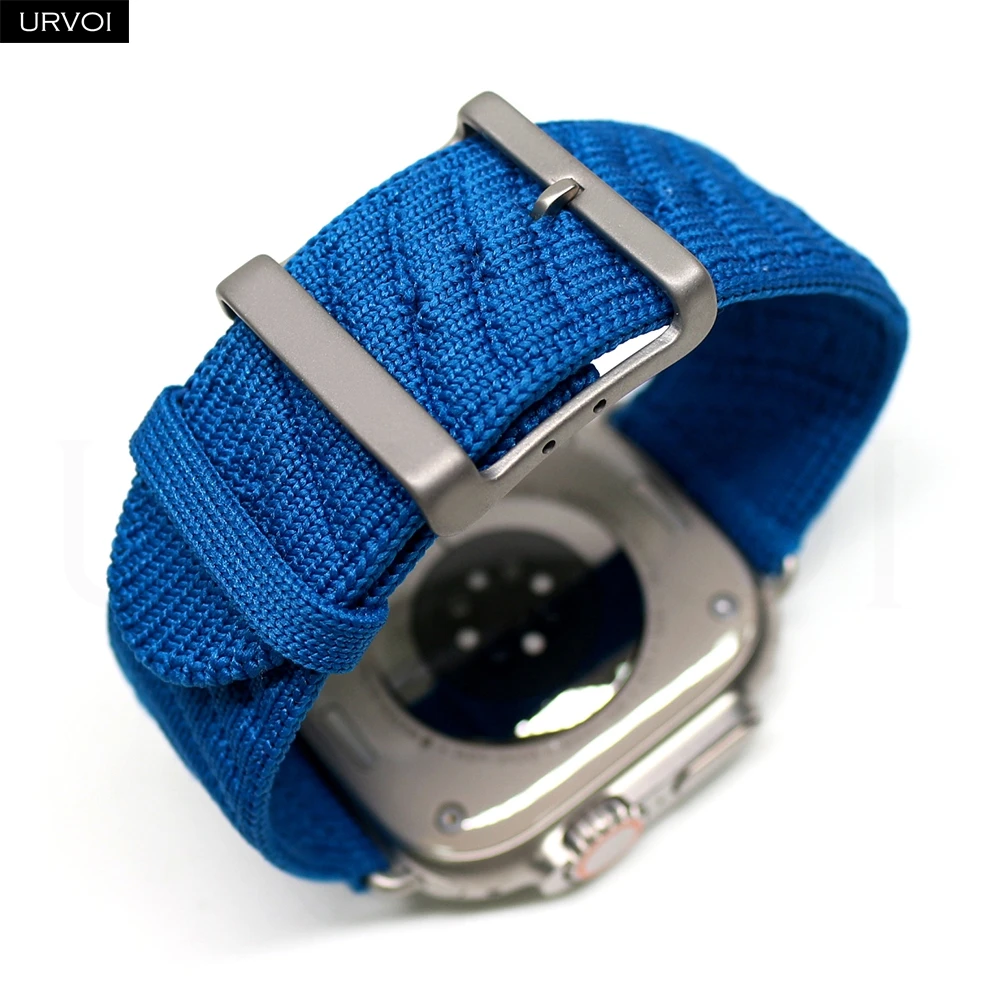 حزام URVOI Sporty En Mer لساعة Apple Ultra 2 باند Bleu Hydra Nuit نمط موجات المحيط مشبك مخصص من مادة البولي أميد لساعة iWatch
