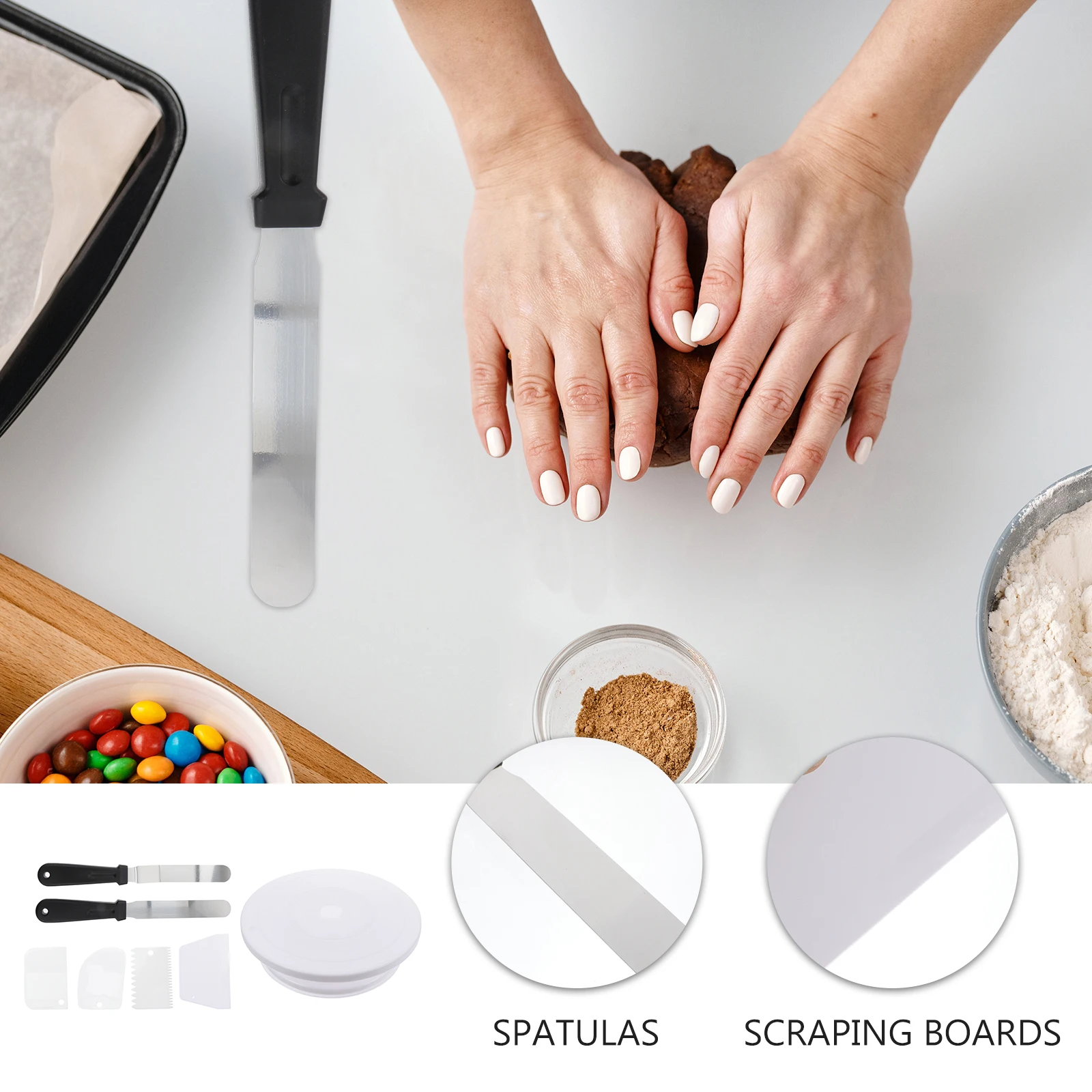 

Набор для выпечки, поворотный стол для торта, прочный материал, ручное вращение, глазурь, круглый пластик, безопасный для еды, многоразовый, идеальный подарок для банкетной вечеринки