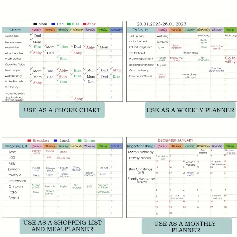 Magnetic dry wipe choir chart calendar, reusable refrigerator magnetic weekly plan, to-do lists and task boards