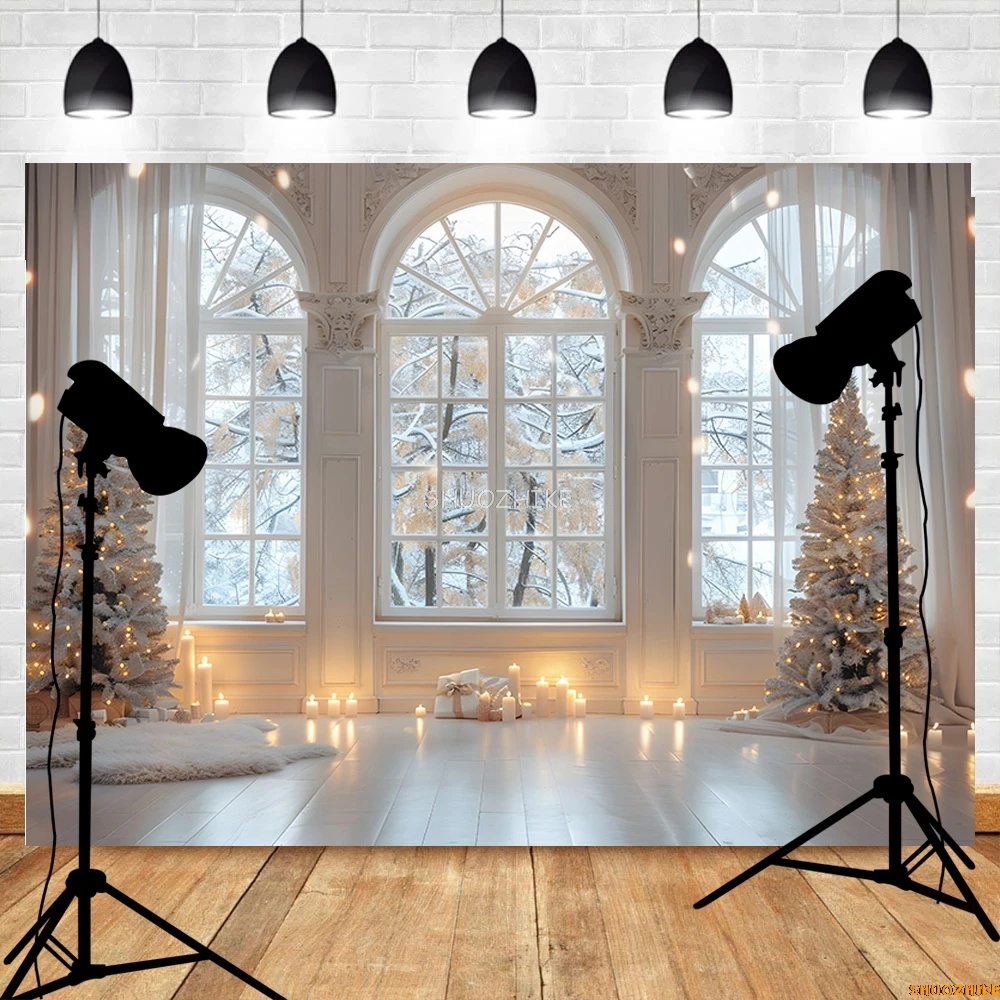 الموقد عيد الميلاد شجرة صنوبر خلفيات للتصوير الفوتوغرافي الدعائم السنة الجديدة هدية احتفالية عطلة الأسرة استوديو الصور خلفية DC-17