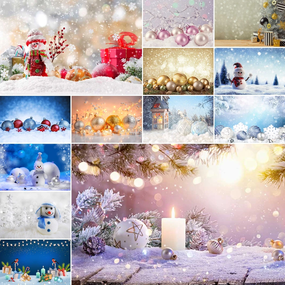 

MOON.QG Christmas Winter Back Drop Candle Bokeh Light Snow Backgrounds Backdrop Party Supplies Photobooth Wallpaper Photocall