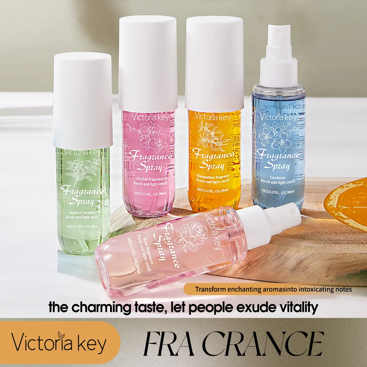 Floral Pattern Body Spray, long-lasting natural fragrance, alcohol-free formula, popular Brazilian essence scent.