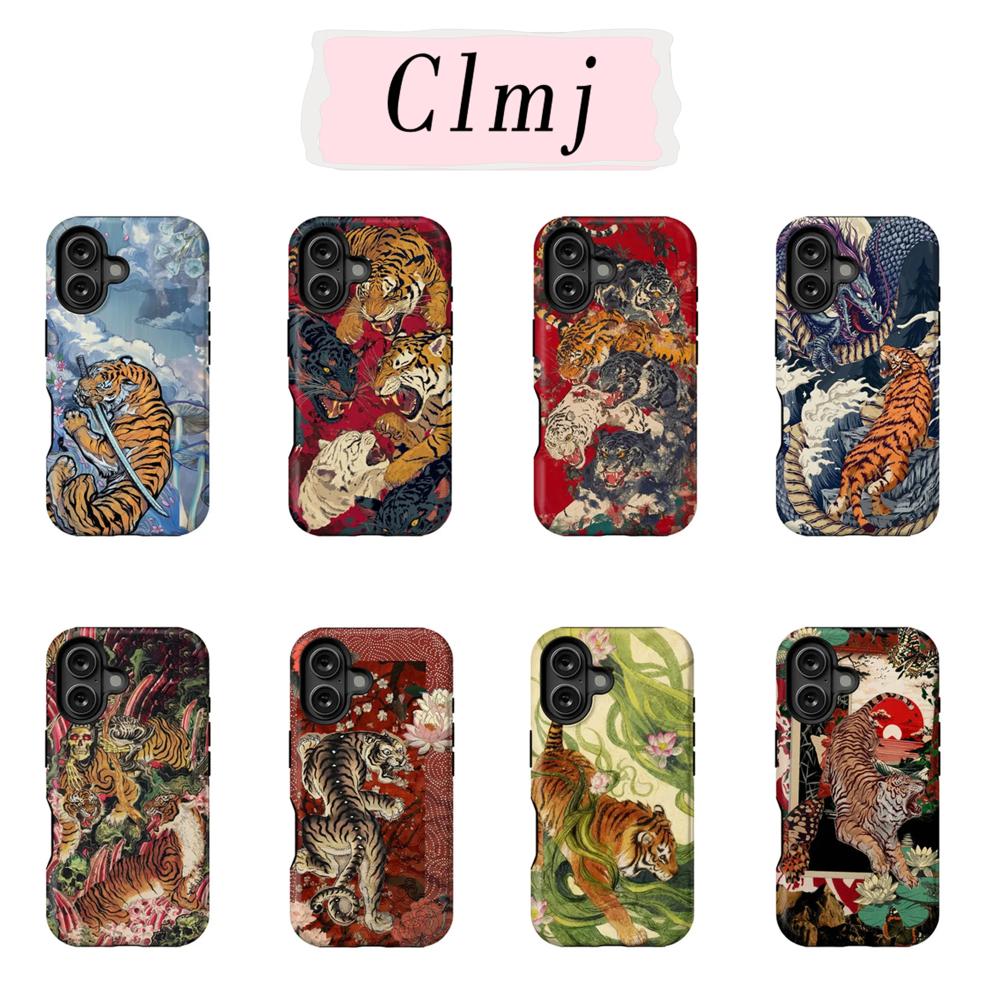 Coque de téléphone de luxe Clmj Tiger Aesthetics double couche pour iPhone 17 17e 16e 16 15 14 13 12 11 X XS XR XSMAX 7 8 Air Pro Max Plus
