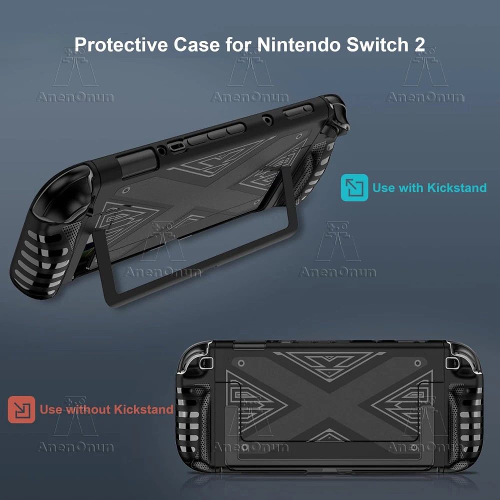 Switch 2 TPU + PC Split Case Antiderrapante Grip Capa Completa Pele À Prova de Choque Anti-arranhões Proteção Total Durável Soft Shell - Preto