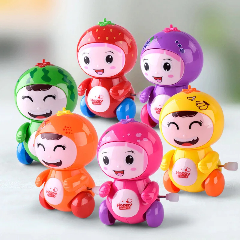 Juguete de relojería para niños, juguete de cuerda de dibujos animados, creativo, lindo carrito de muñecas de frutas, regalo de bebé de animales pequeños