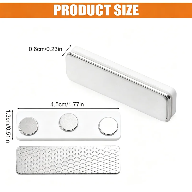 New Strong Magnetic White Name Tag Badge Metal Magnets Fastener ID Cards Durable Attachment Holder for Clothing Uniform Employee