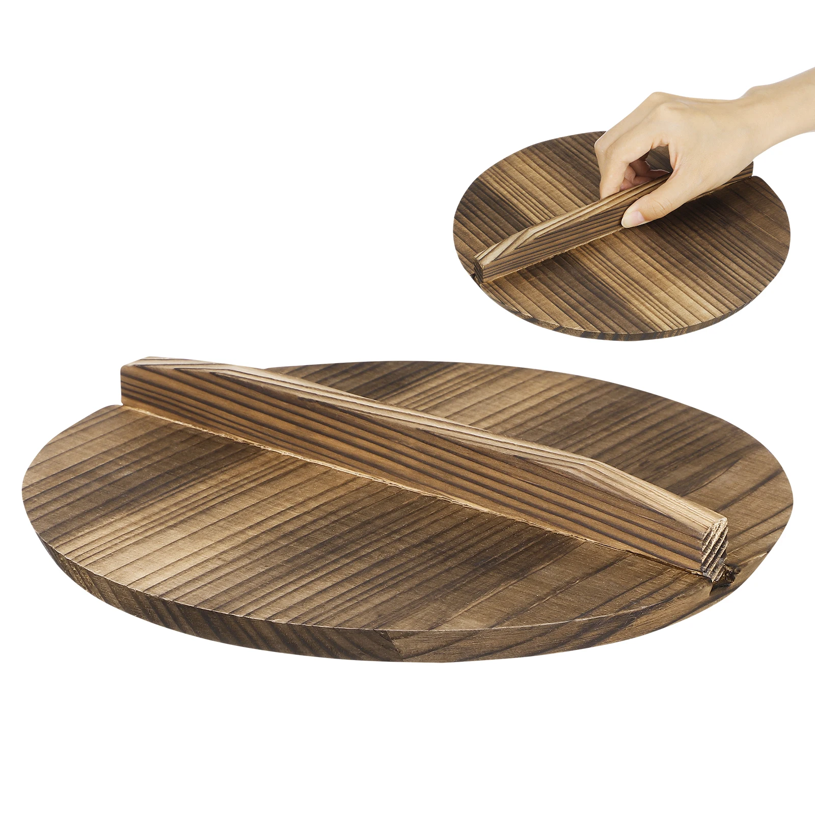 

Wooden Wok Lid 24Cm Anti-Splash Cover Natural Wood Pot Protector For Oil Splatter Kitchen Tool Wok Accessories Cooking Gadgets