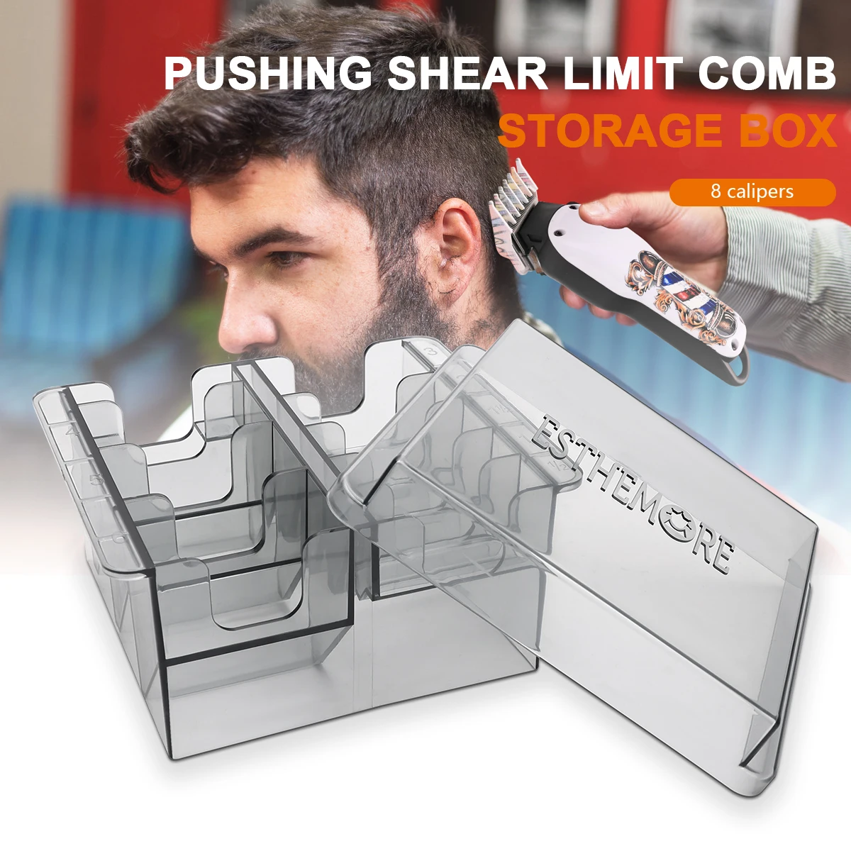 

Salon Hairdresser Limit Comb Storage Box Hair Clipper Positioning Caliper Comb Organizer Holder Barbershop Accessories