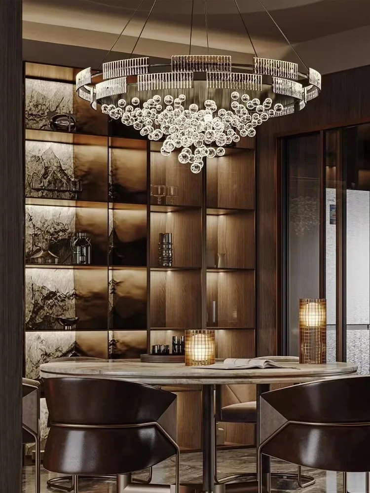 

Designer Bubble Glass Chandelier For Luxury Lobbies Dining Table Chandelier With Wind-chime Glass Cluster Lighting For Showrooms