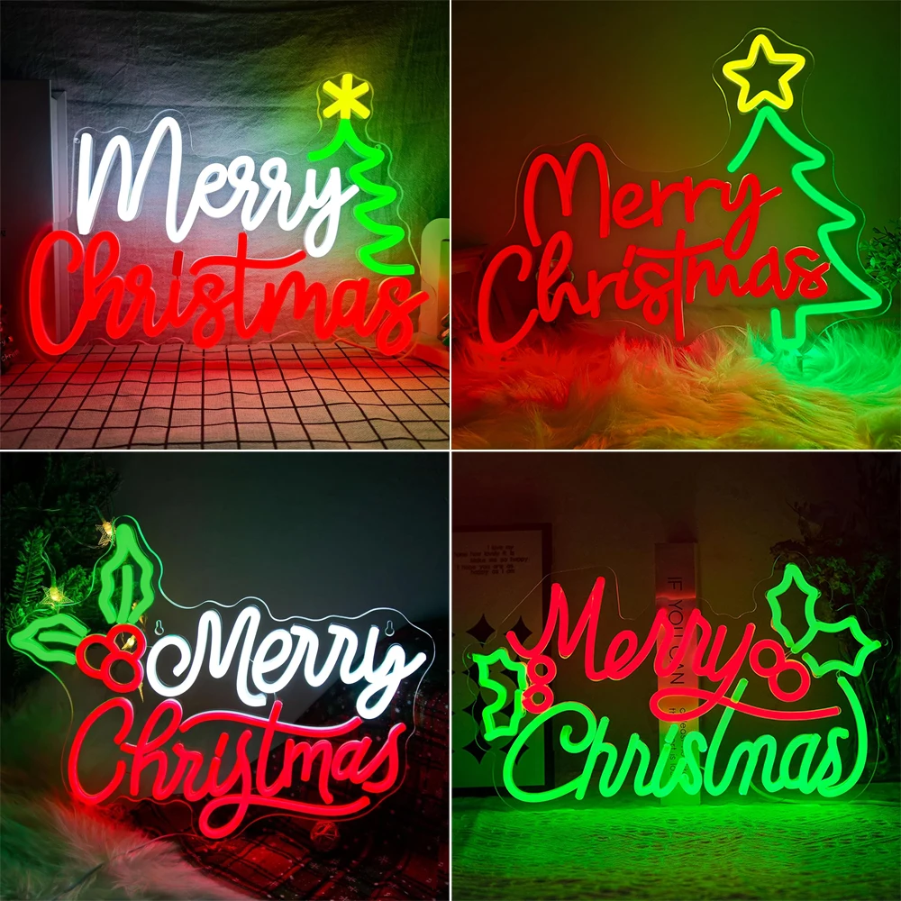 Christmas Led Neon Sign Christmas Tree Hat Wall Decor For Christmas Party Kids Room Decoration Store Bar Club Christmas Light