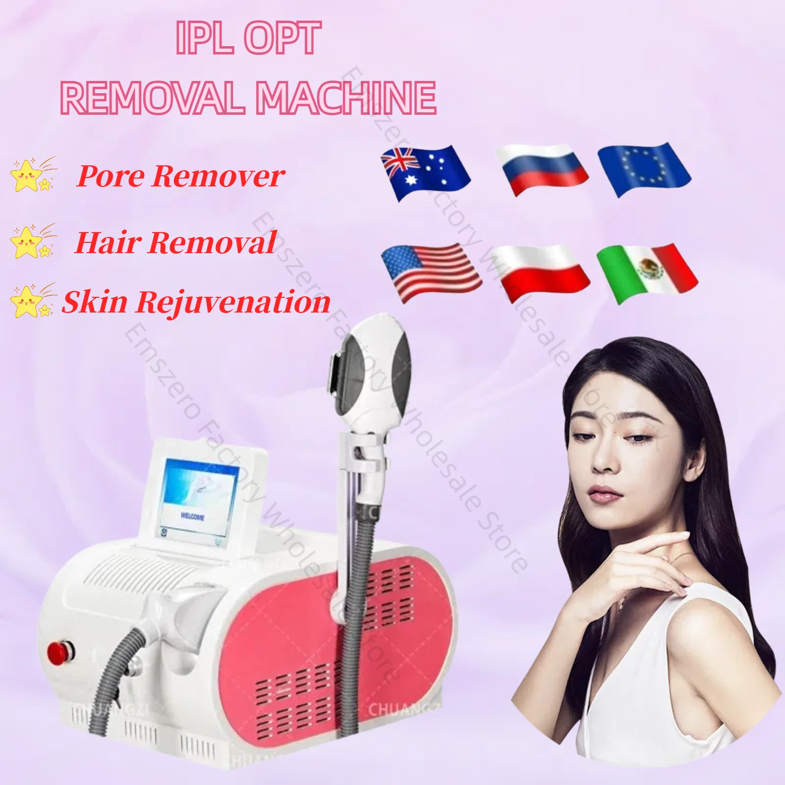 

Painless IPL Laser Hair Removal Machine - OPT Elight Skin Rejuvenation with Ice Cooling System CE Professional for Face Body.
