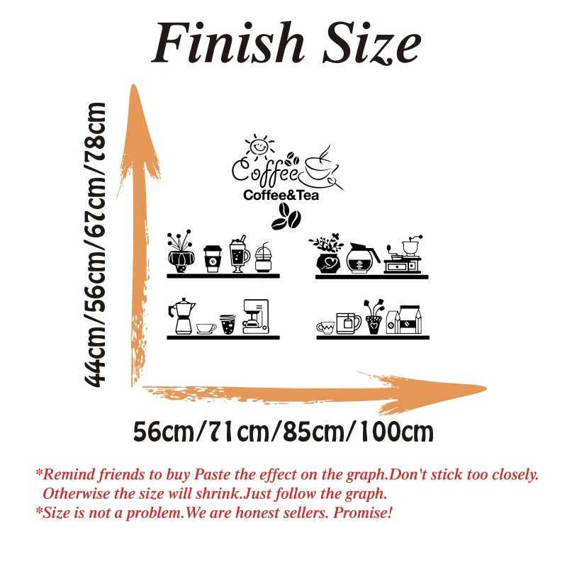 Large Coffee Bean Milk Tea Cafe Cup Wall Sticker Kitchen Coffice Break Bread Coffee Shop Cafe Glass Decals Home Decor
