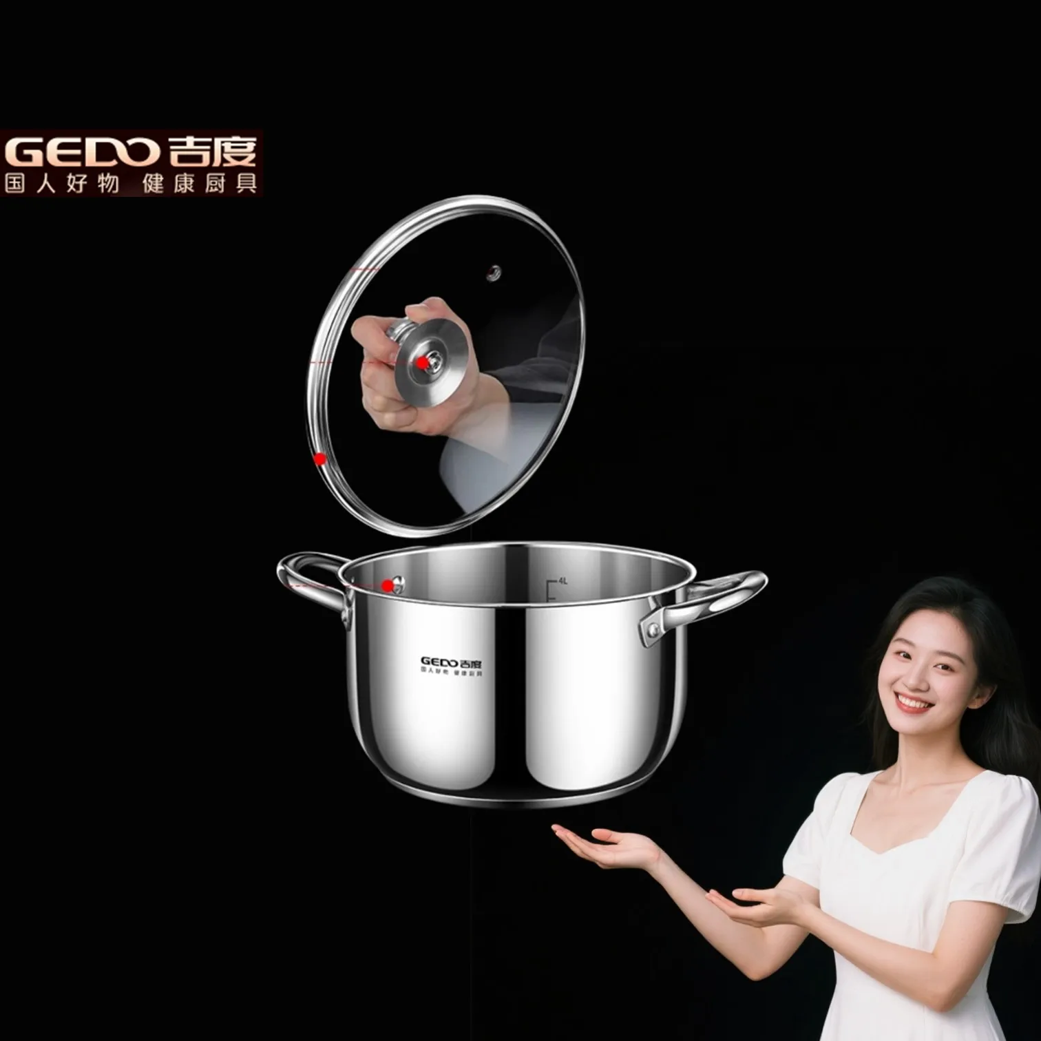 GEDO 18cm~24cm Diameter Stockpot 2L~5L Capacity Saucepot Ultra Thick Sanitary Material Stewing Pot for Family Kitchen Cookware