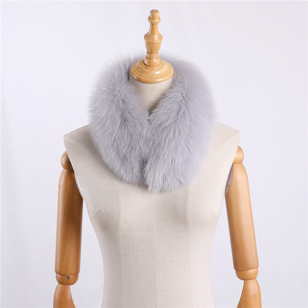 Women\'s Winter Warm Real Fox Fur Scarf Scarves Rex Rabbit Lining Neck Warmer Snood Ring Cowl Scarf Lovely Neckcheif Mufflers