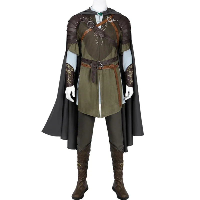 Ringe Legolas Cosplay Kostüm Top Hosen Umhang Zubehör Outfit Komplettes Set Benutzerdefinierte Größe Halloween Kostüme für Männer Legolas Anzug