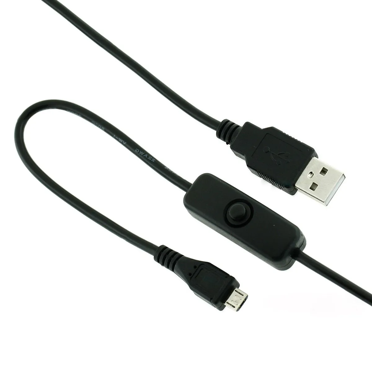 100Cm Micro USB Extension Cable Push Button Power on Off Charging Cable High Current USB Power Supply for Safe