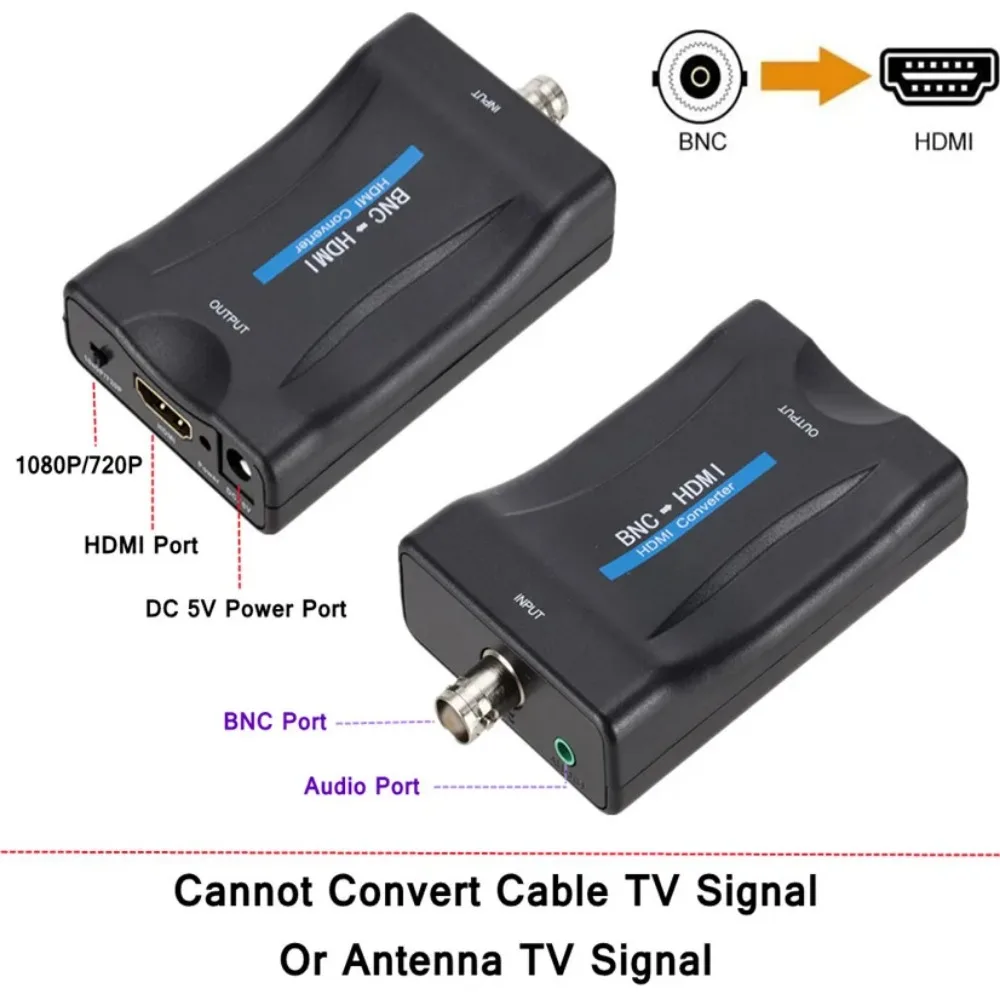 HD Video Conversor BNC To HDMI-compatible Converter Display for Tv Box DVR Detector TV Signal Audio Interface with USB Cable