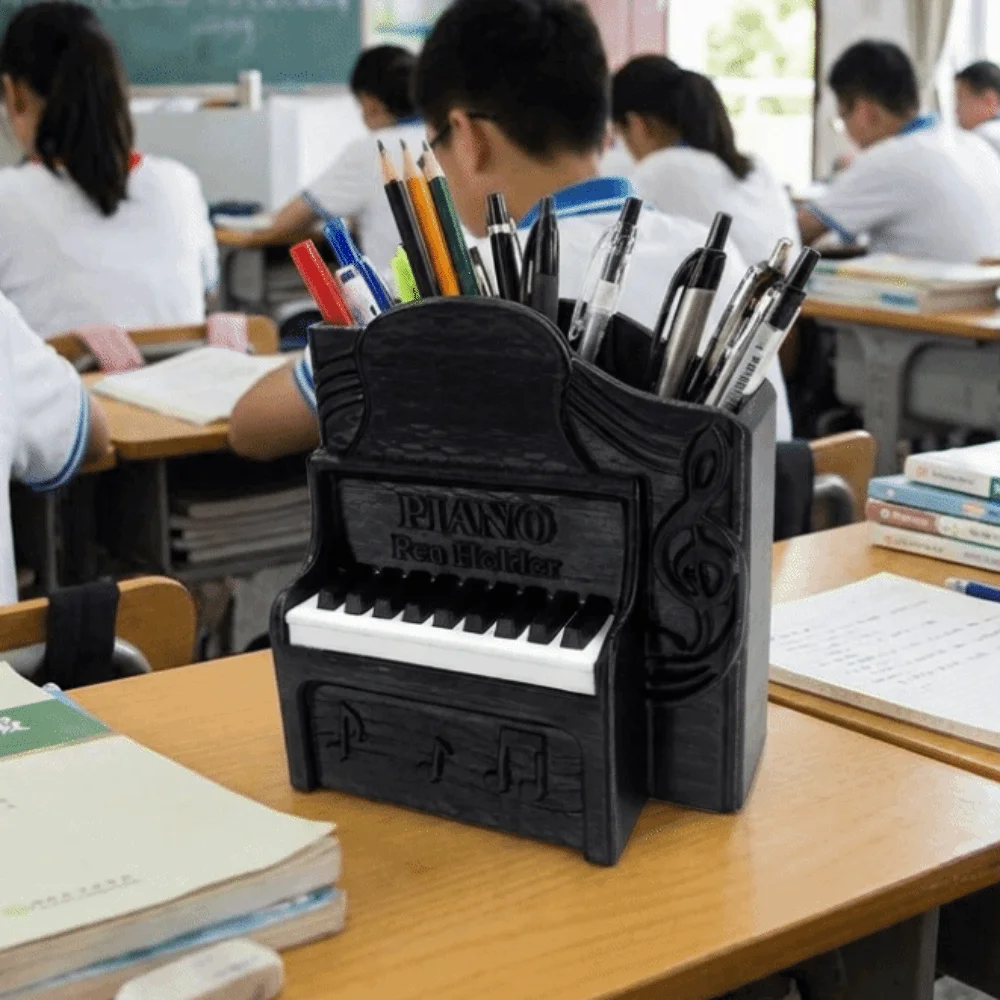3D Printed Piano Pen Holder Creative Unique Piano Shaped Storage Box Plastic Stationery Storage Box Stationery Gifts