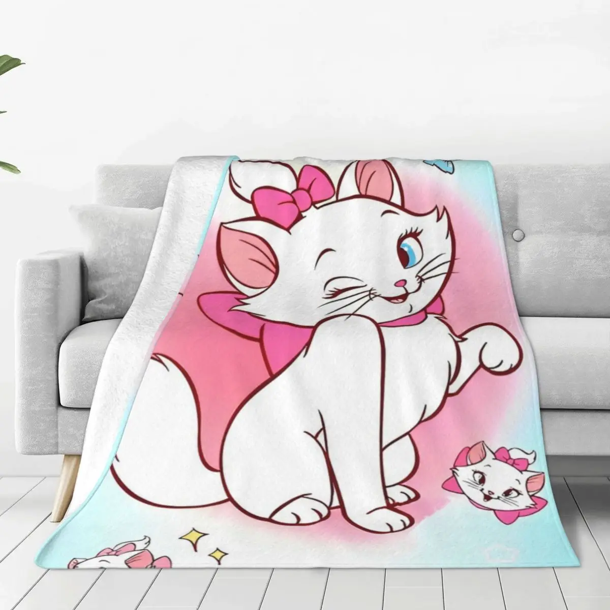 Marie Cat Cartoon Blanket Quality Super Warm Bedding Throws Winter Picnic Home Decor Aesthetic Bedspread